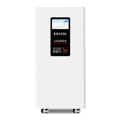 7-Zoll-Touchscreen 51.2V 300AH 15.36KWH Kapazität Energiespeicher für Haushalte Batterie mit Rädern